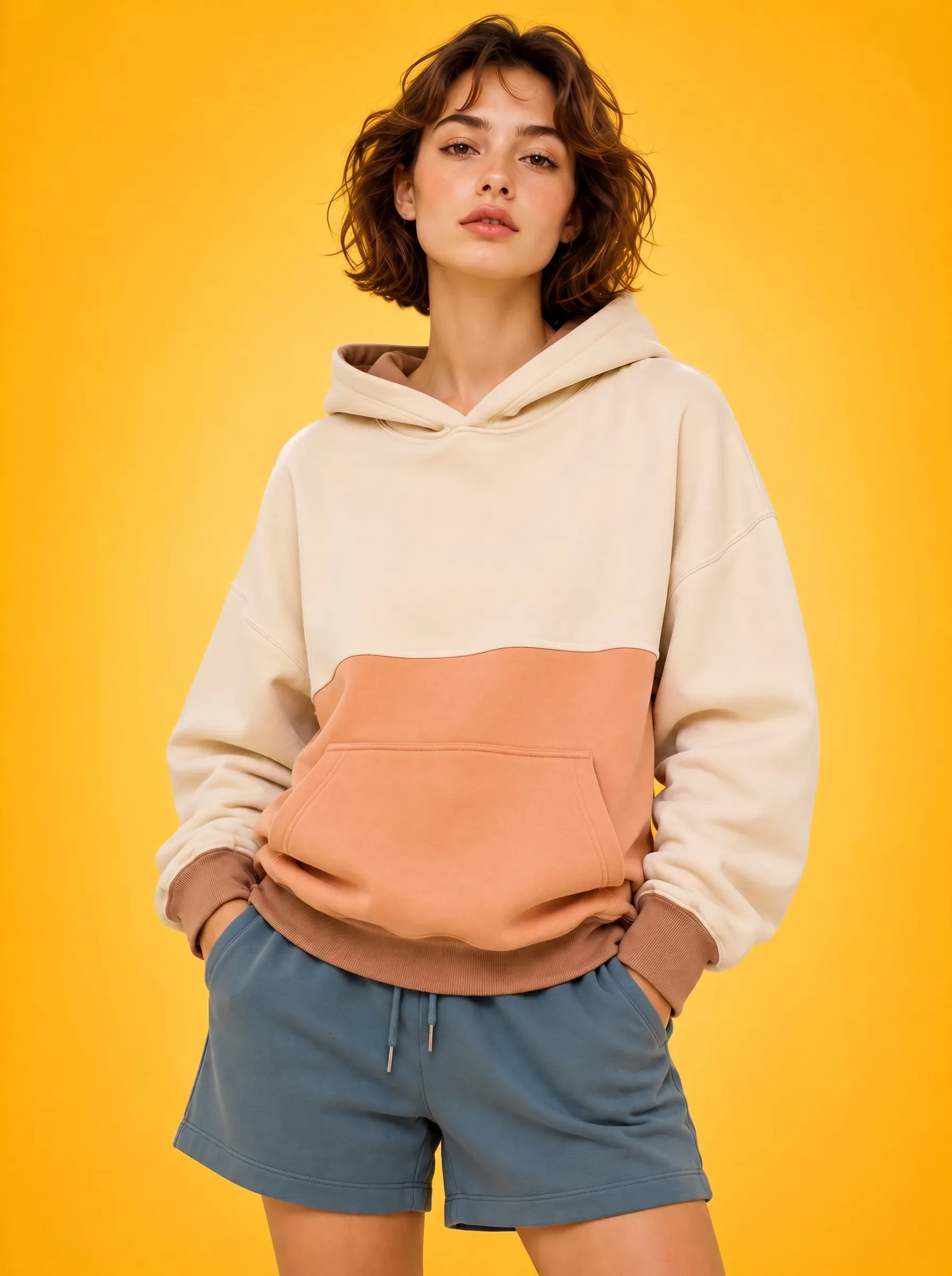 Ladies premium fleece and terry cotton hoodie