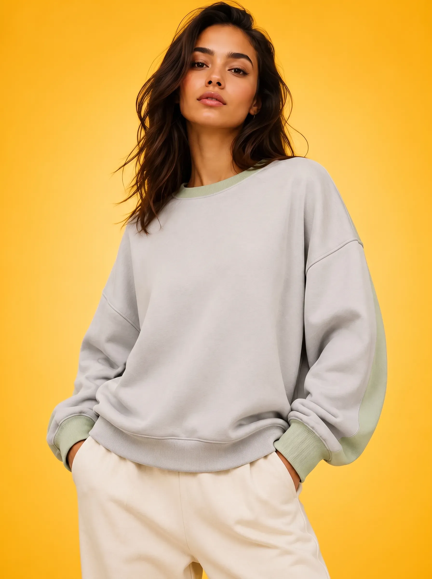 Ladies comfortable crew neck sweatshirt wholesale