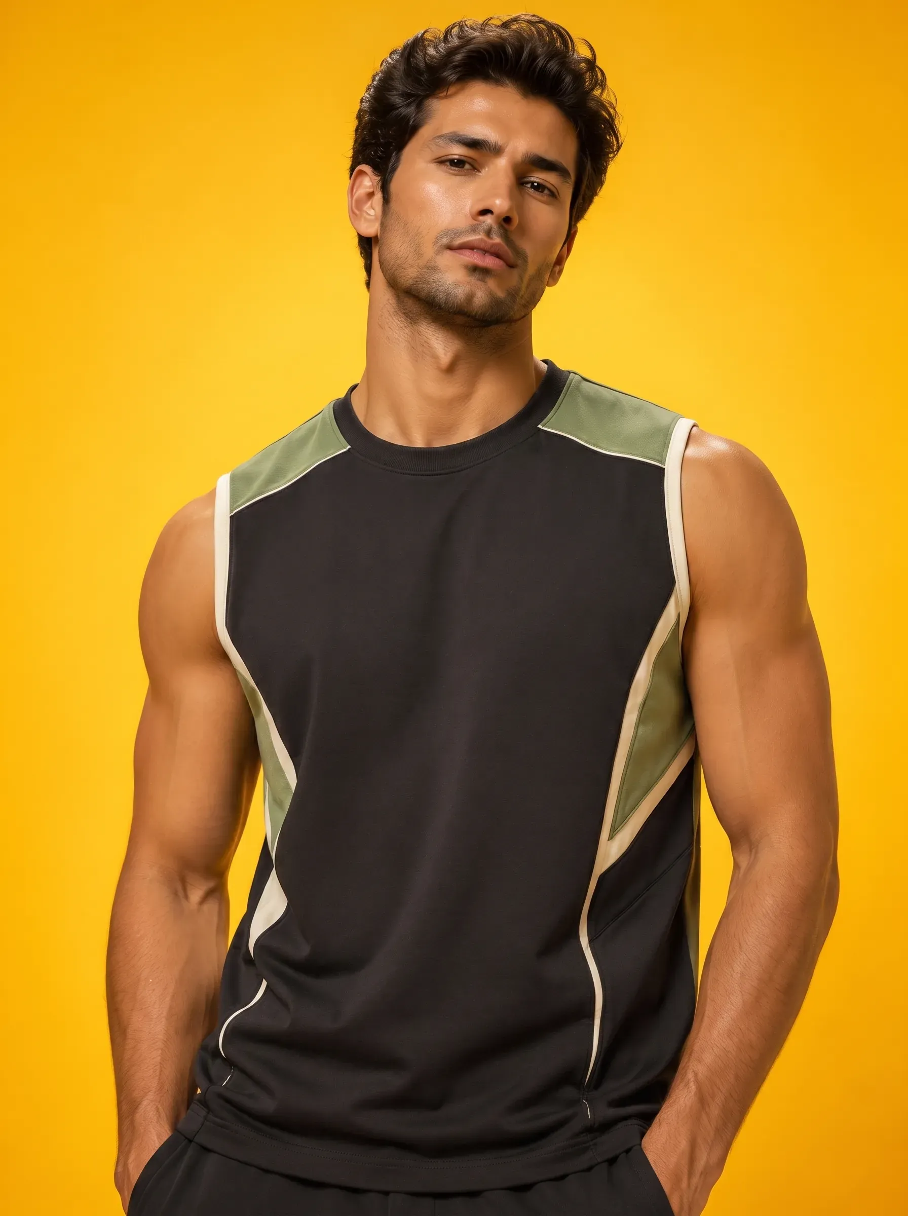 Men's gym stringer and sleeveless athletic t-shirt