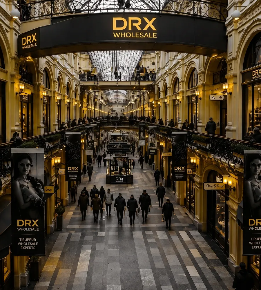 Overview of DRX garment sourcing categories including Men's, Women's, and Kids collections